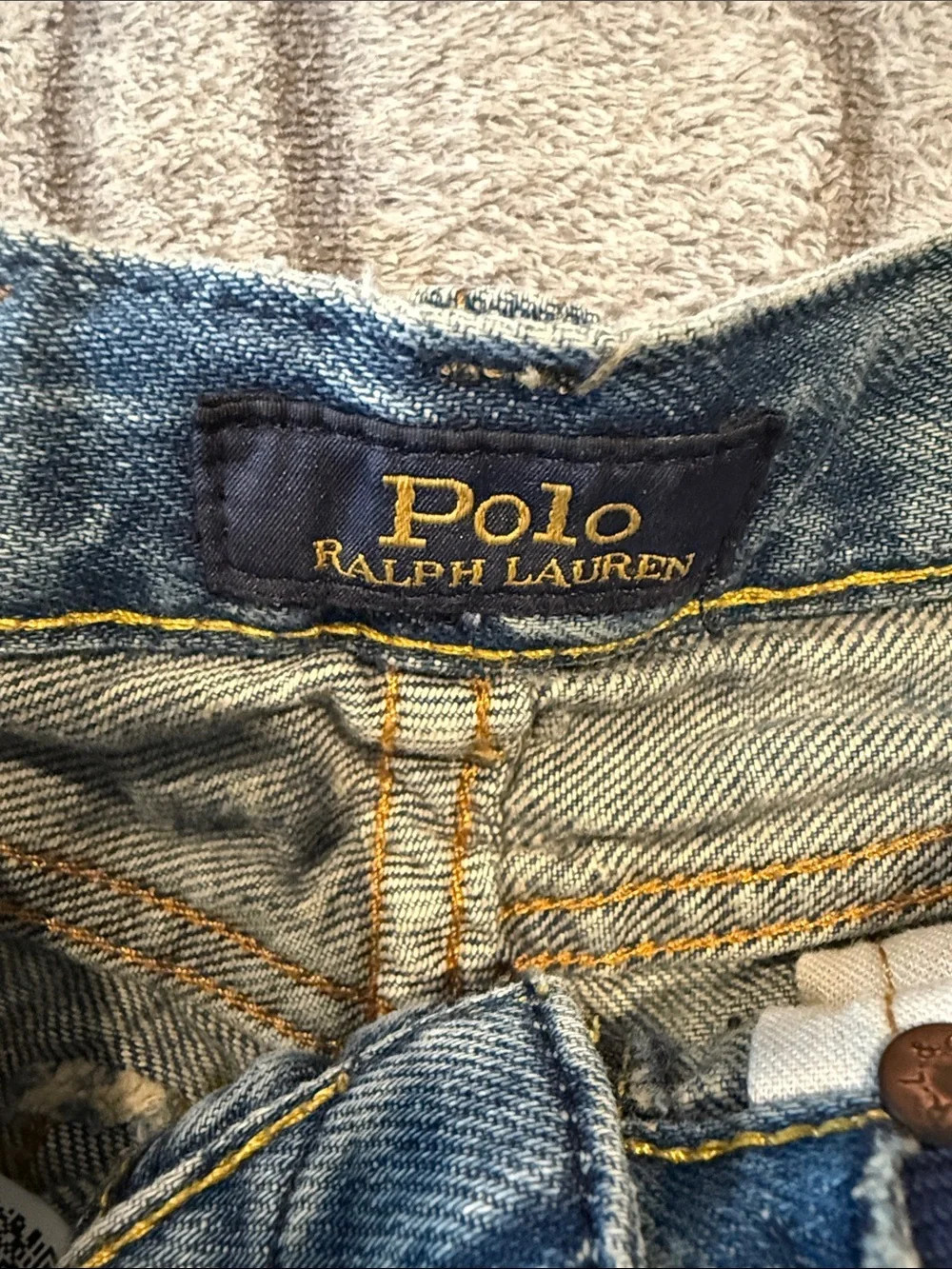 Polo by Ralph Lauren Blue Denim Shorts with Yellow Stitching
